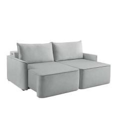 Imagem de Sofá 4 Lugares Retrátil Moon Com Usb Linho Gelo - Estofart