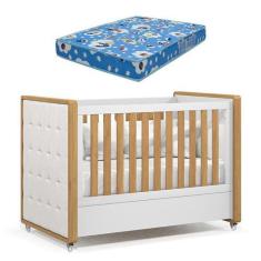 Imagem de Berço Americano Tutto New Freijó Branco Acetinado com Capitonê New Bou