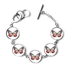 Imagem de DIYthinker Amostra de borboleta em pulseira rosa pálida e vermelha bracelete bracelete bracelete joia