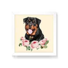 Imagem de Arte Maníacos Quadro Decorativo Rottweiler Flores - 50x50cm (Moldura em laca )