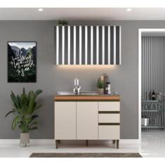 Imagem de Balcão Para Cozinha 3 Gavetas 2 Portas 120cm Cecília Freijó/off White
