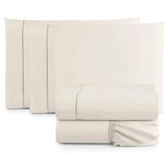 Imagem de Jogo De Lençol Cama Box Casal 4 Peças Percal 400 Fios Palha - Casa Hom
