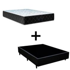 Imagem de Cama Box Viúva 128 Tecido Sintético Preto Com Colchão Marrocos - Poliéster - Espuma D33 30cm