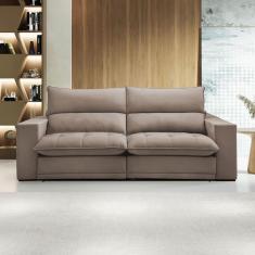 Imagem de Sofá Retrátil e Reclinável Martinho 230cm Veludo Bege Escuro - Celflex