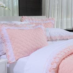 Imagem de Jogo de Cama Queen Maiori 4 Peças Percal 200 Fios Bernadete Casa Salmão