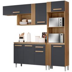 Imagem de Cozinha Compacta Com Balcao 2001910x0310 Vitoria Grafite Atacama Armoveis Atacama Grafite