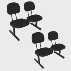 Imagem de Kit 2 Cadeiras Escritório Longarinas de 2 Lugares Ecoflex