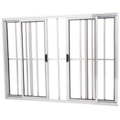 Imagem de Janela Vitro 4 Folhas Alumínio Brilhante 1.00  X 1.00 Modular Com Grad