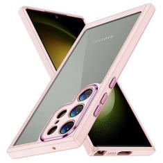 Imagem de Capa para Samsung Galaxy S23 Ultra S21 Ultra S23 Plus à prova de choque luxo transparente matel híbrido tpu capa de telefone acrílico para s23, damasco, para samsung s21ultra