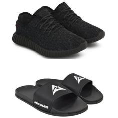 Imagem de Kit Tênis Masculino Super Boost Mais Chinelo Slide Calce Fácil - Arcom