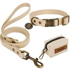 Imagem de Wisedog Conjunto de coleira e coleira para cães: coleiras duráveis ajustáveis para animais de estimação com trelas para cães pequenos, médios e grandes, inclui um bônus de suporte de bolsa de cocô (P,