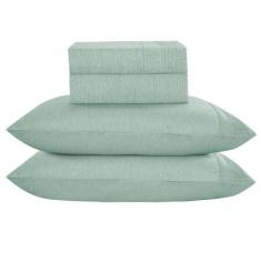 Imagem de Jogo Cama Lençol Alba Queen Detalhes Plissados Percal 300 Fios 4 Peças