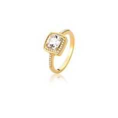 Imagem de Anel Vivid Cristal Quadrado Branco Folheado a Ouro