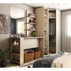 Imagem de Guarda Roupa Prateleiras E Bancada Com Painel Crema Com Connect