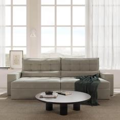 Imagem de Sofá Retrátil e Reclinável 4 Lugares 300cm Embaúba Extra Cabecasa Madeiramadeira Cinza Claro Fosco