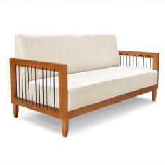 Imagem de Sofá 2 Lugares Elisabeth Linho Off White E Madeira - Modern