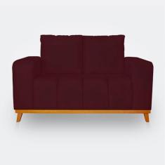 Imagem de Sofá 2 Lugares Memphis Ultra Conforto Em Madeira Maciça e Suede Bordo