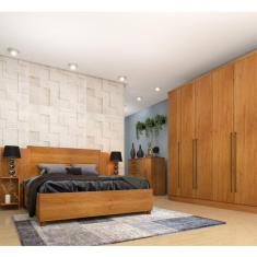 Imagem de Quarto Casal Completo Guarda Roupa 6 Portas com Cômoda Cama e Cabeceira Tcil Móveis Cinamomo