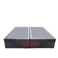 Imagem de Cama Box Baú King Bipartido Blindado Siintético Cinza Com Pistão A Gás