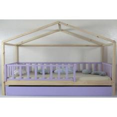 Imagem de Bicama Montessoriana Solteiro Frente Casinha Colorida Madeira Maciça P