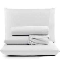 Imagem de Jogo De Lençol Pratik Peletizado Padrão 4 Peças Barato - Branco