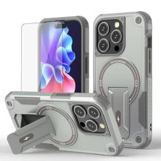 Imagem de Asuwish Capa de telefone para iPhone 15 Pro de 6,1 polegadas com protetor de tela de vidro temperado e capa de celular híbrida Magsafe Magsafe Slim Magnetic Stand Hybrid iPhone15Pro 5G i i-Phone i15