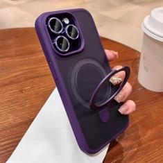 Imagem de Caso de carregamento sem fio de luxo para iphone 11 12 13 14 15 pro max plus anel magnético suporte câmera capa proteção, roxo, para iphone 15
