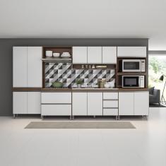 Imagem de Cozinha Modulada Planejada Completa Sabrina 360x202 Cm 6 Peças mdp Branco menu