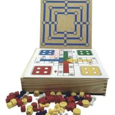 Imagem de Jogo 5 Em 1 Tabuleiro De Madeira Plástico Dama Trilha Ludo Xadrez Jogo