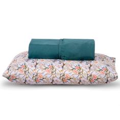 Imagem de Jogo Cama Lençol Verace Solteiro Percal 300 Fios c/ Fronha Estampada 2 Peças - Verde Escuro