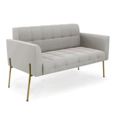 Imagem de Sofá Namoradeira 2 Lugares Pé de Ferro Dourado Elisa Veludo Cinza D03 - D'Rossi