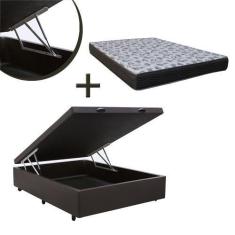 Imagem de Base Box Baú Casal Sintético Marrom (30X138x188) + Colchão De Espuma I