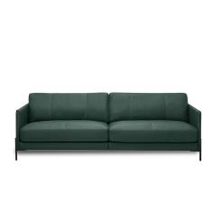 Imagem de Sofá Decorativo Karine 4 Lugares Sala De Estar 270cm Pés Em Aço Couro Verde Musgo