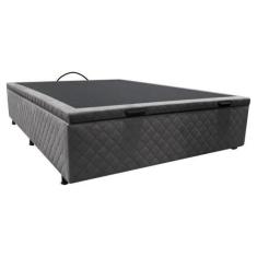 Imagem de Base Box Baú Para Cama Viúva 128X188cm Liz S05 Suede Bordado Cinza - M