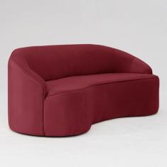 Imagem de Sofá Curvo Montserrat 180cm 03 Lugares Veludo Vermelho Marsala - Nexta