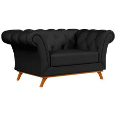 Imagem de Sofá 150cm 2 Lugares Base Madeira Império C-300 Veludo Preto - Domi