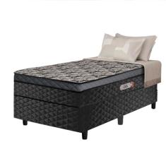 Imagem de Cama Box Solteiro Conjugada Molas Ensacadas Delta 88x188x60cm Cinza/Preto Hellen