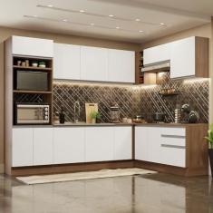 Imagem de Cozinha Completa de Canto Madesa Glamy 479001 com Armário e Balcão (sem Tampo e Pia) - Rustic/branco