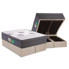 Imagem de Cama Box Baú Queen: Colchão Espuma Polar D33 Pérola Euro Pillow + Base