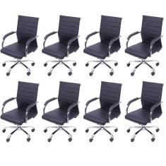 Imagem de Kit 8 Cadeiras para Escritorio Diretor Esteirinha Florenca 3322 Preto