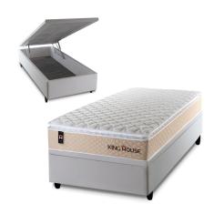 Imagem de Conjunto Box Baú Alford Bege 88x188x73 c/ Molas Ensacadas