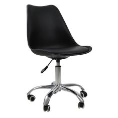 Imagem de Cadeira Office Base Cromada Com Rodizio Giratória Saarinen Preto