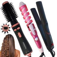 Imagem de Escova Rotativa Secadora E Modelador E Chapinha Pro Gama Kit - Agratto