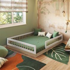 Imagem de Cama Montessoriana Infantil para Casal com Colchão - Aveiro Oak Branco