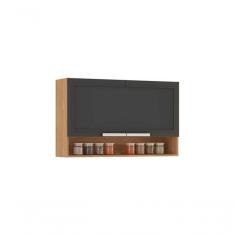 Imagem de Armário Aéreo Cozinhas Itatiaia Porto 2 Portas Vidro Com Nicho Grafite