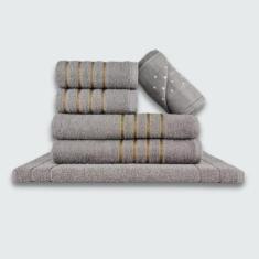 Imagem de Jogo de Toalha 6 peças Coleção Montreal 100% Algodão Cinza - Toalhas B