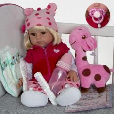 Imagem de Bebe Reborn Realista Girafa Silicone + 08 Acessorios De Luxo - Cegonha