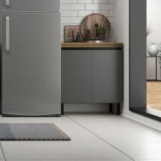 Imagem de Balcão Com Tampo 2 Portas Valencia Indekes Castani/Cinza