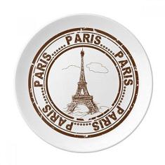 Imagem de Paris França Torre Eiffel Clássica Prato Decorativo de Porcelana Salver Prato de Jantar