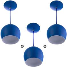 Imagem de Kit 3 Lustres Pendente Bola Pequena Alumínio 15Cm 